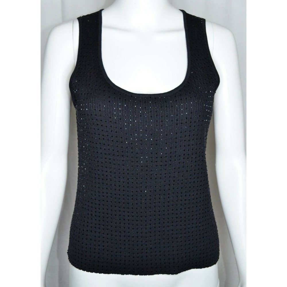 Valerie Beaded Knit Tank Top Large Petite